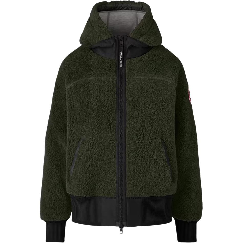 (Women) Canada Goose  Simcoe SS22 Logo Patch Wool Fleece Zip Hoodie Jacket Deep Gray-Green 7016W-663