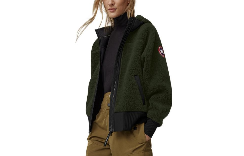 (Women) Canada Goose  Simcoe SS22 Logo Patch Wool Fleece Zip Hoodie Jacket Deep Gray-Green 7016W-663 圖 2