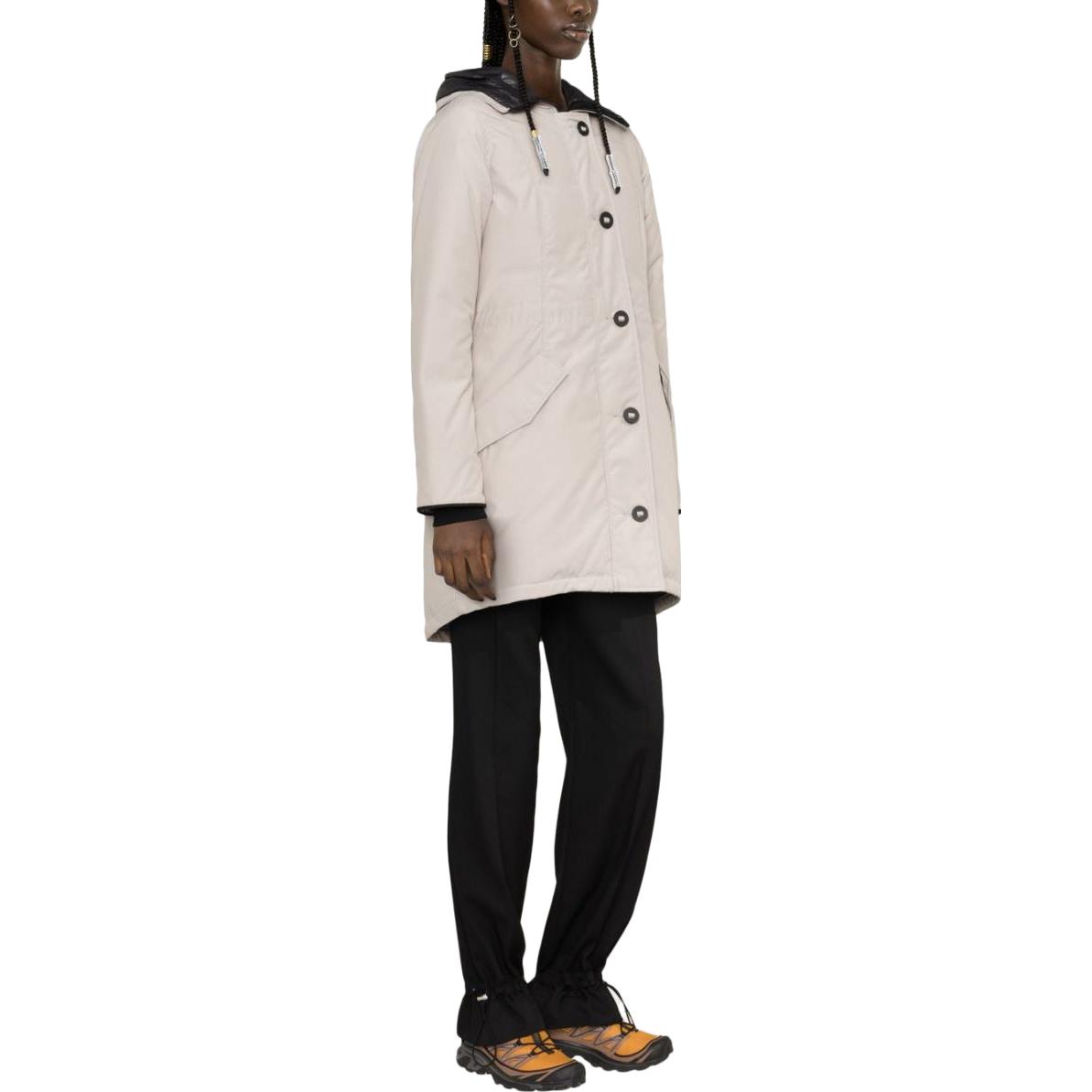 Purchase (W) 加拿大鹅素色连帽纽扣中长款派克大衣 - 暖灰色 2580W-432