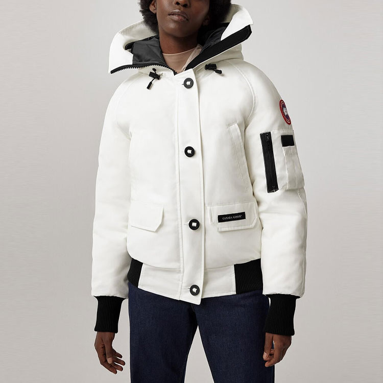 Shop (Women) Canada Goose  White Short Down Jacket with Red Label, Waterproof & Windproof. 2050W-433