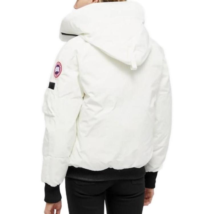 Cheap (Women) Canada Goose  White Short Down Jacket with Red Label, Waterproof & Windproof. 2050W-433