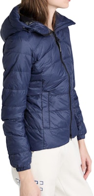 (Women) Canada Goose Abbott Red Patch Navy Blue Hooded Down Jacket 2220L-63 Purchase (Women) Canada Goose Abbott Red Patch Navy Blue Hooded Down Jacket 2220L-63