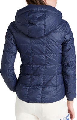 (Women) Canada Goose Abbott Red Patch Navy Blue Hooded Down Jacket 2220L-63 Details for (Women) Canada Goose Abbott Red Patch Navy Blue Hooded Down Jacket 2220L-63
