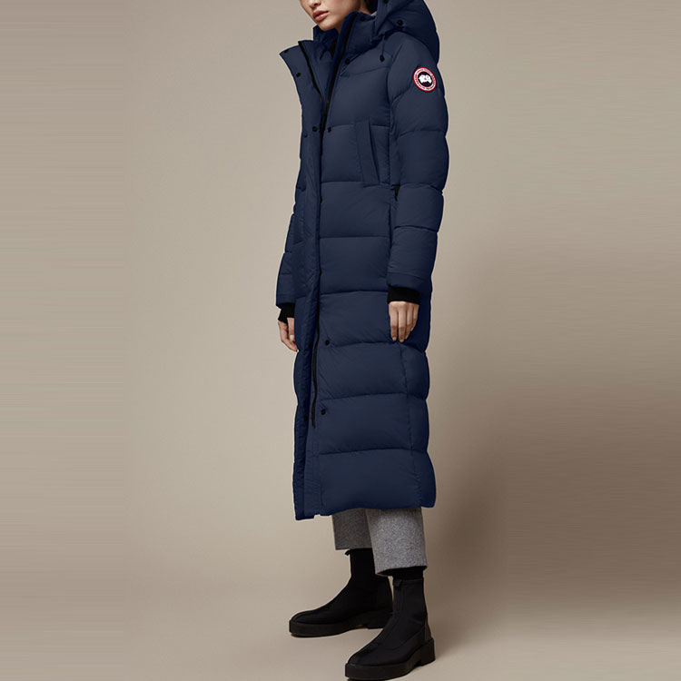Purchase (Women) Canada Goose Alliston Fusion Red Label Long Down Jacket Women’s Navy Blue 5088LA-63