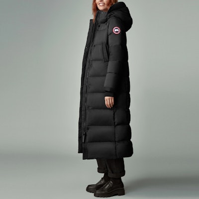 (Women) Canada Goose Alliston Long Parka Red Logo Jacket Black 5088L-61 Details for (Women) Canada Goose Alliston Long Parka Red Logo Jacket Black 5088L-61