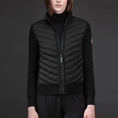 (Women) Canada Goose Black HyBridge Knit Stand Collar Down Jacket 6830L-61 Lookbook (Women) Canada Goose Black HyBridge Knit Stand Collar Down Jacket 6830L-61