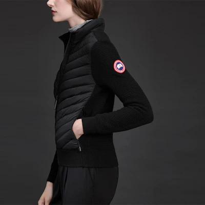 (Women) Canada Goose Black HyBridge Knit Stand Collar Down Jacket 6830L-61 Purchase (Women) Canada Goose Black HyBridge Knit Stand Collar Down Jacket 6830L-61