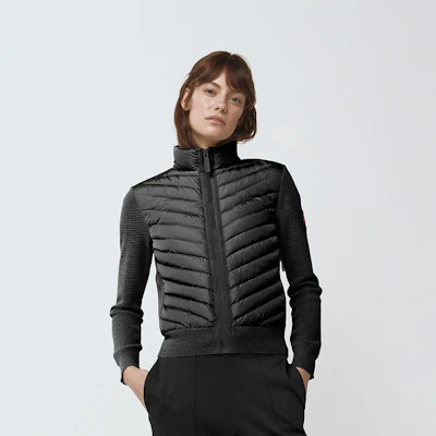 (Women) Canada Goose Black HyBridge Knit Stand Collar Down Jacket 6830L-61 Details for (Women) Canada Goose Black HyBridge Knit Stand Collar Down Jacket 6830L-61