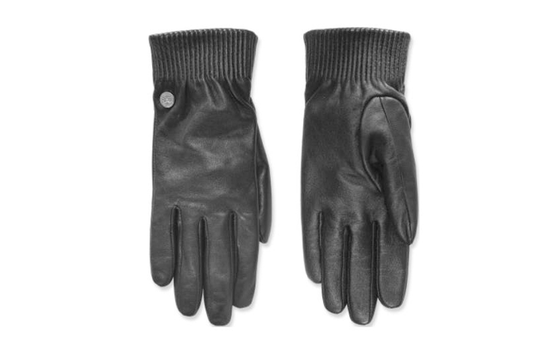 (Women) Canada Goose Black Knit Gloves with Logo - Solid Color & Warmth 5287L