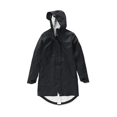 (Women) Canada Goose Black Salida Hooded Mid-Length Rain Jacket 5608L-61