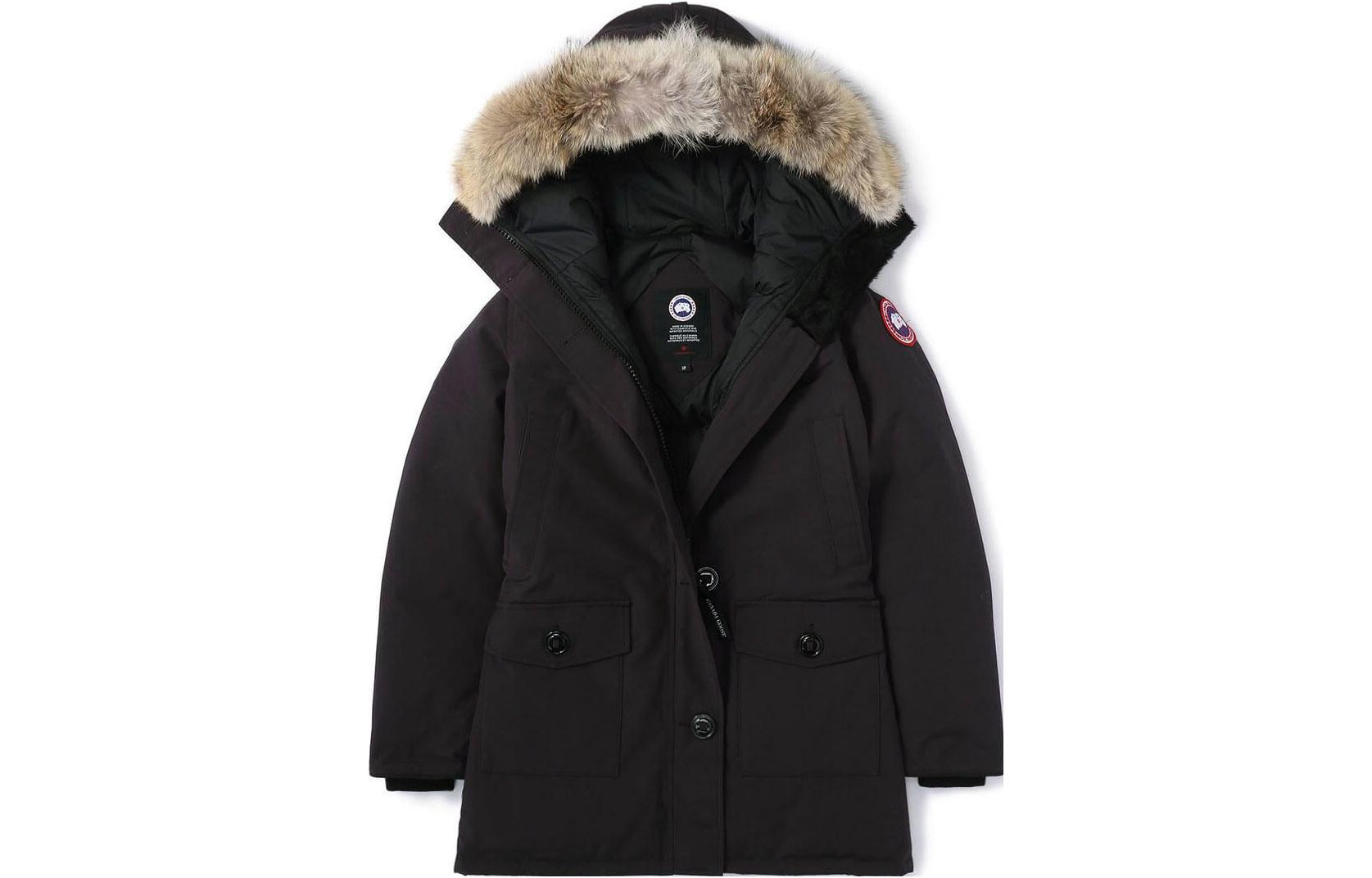 (Women) Canada Goose Bronte FW22  Black Mid-Length Down Jacket with Fur Hood. 2603JL-61