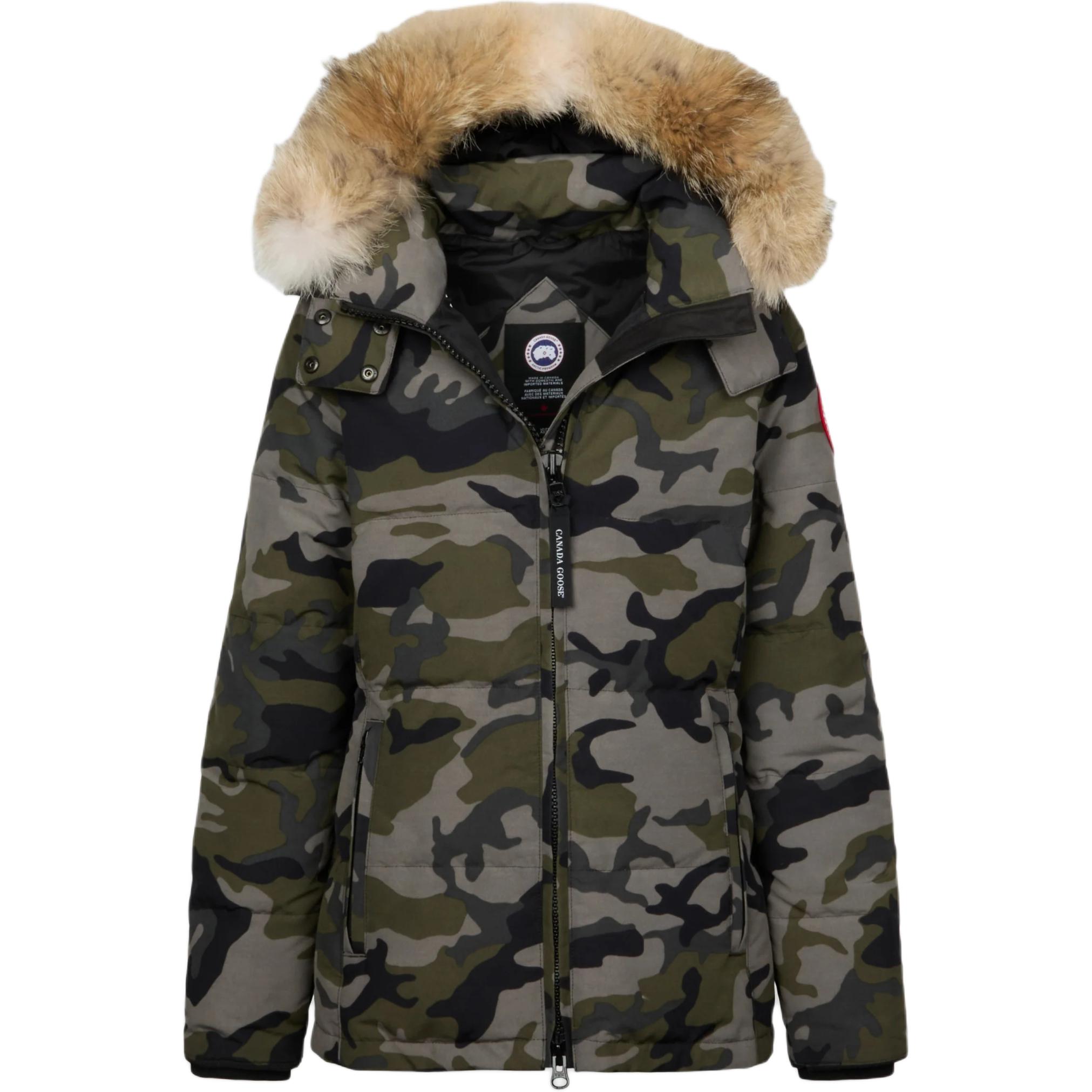 Buy (Women) Canada Goose Chelsea FW22  Grey Down Jacket with Camo Logo and Removable Fur Hood. 3804LP-831