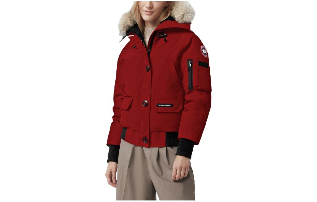 (Women) Canada Goose Chilliwack  Red Hooded Down Bomber Jacket - Waterproof & Warm 7999L-261