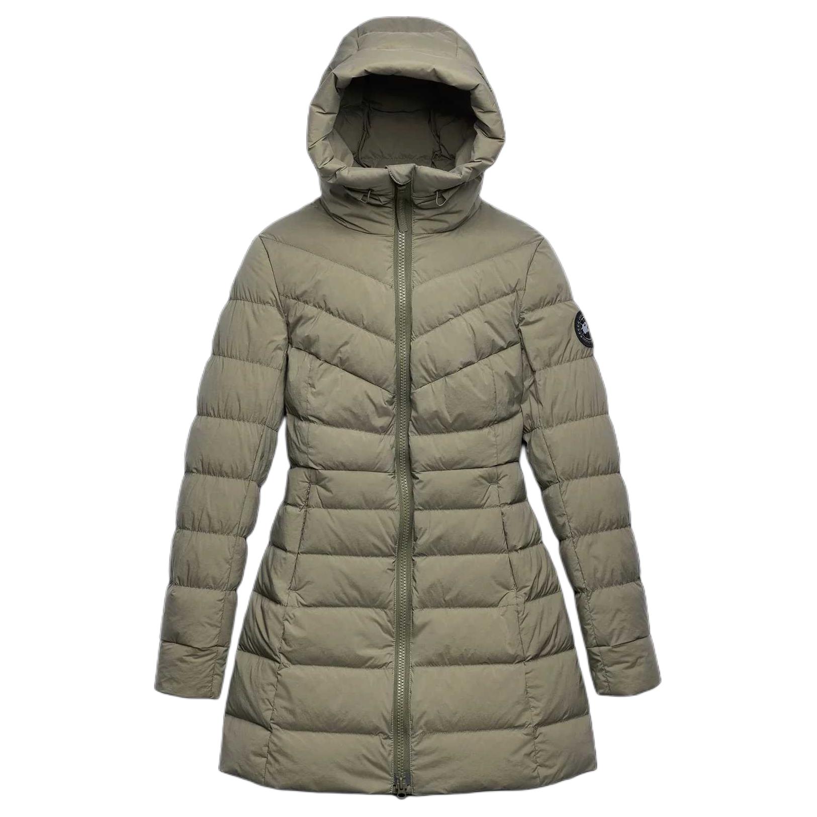 (Women) Canada Goose Clair  Lightweight Hooded Mid-Length Down Jacket Green. 2331WB-1664
