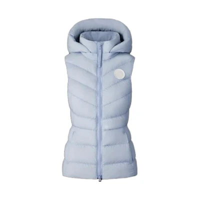 (Women) Canada Goose Clair Series Blue Hooded Zip-Up Sleeveless Vest White Logo. 2333WW-854