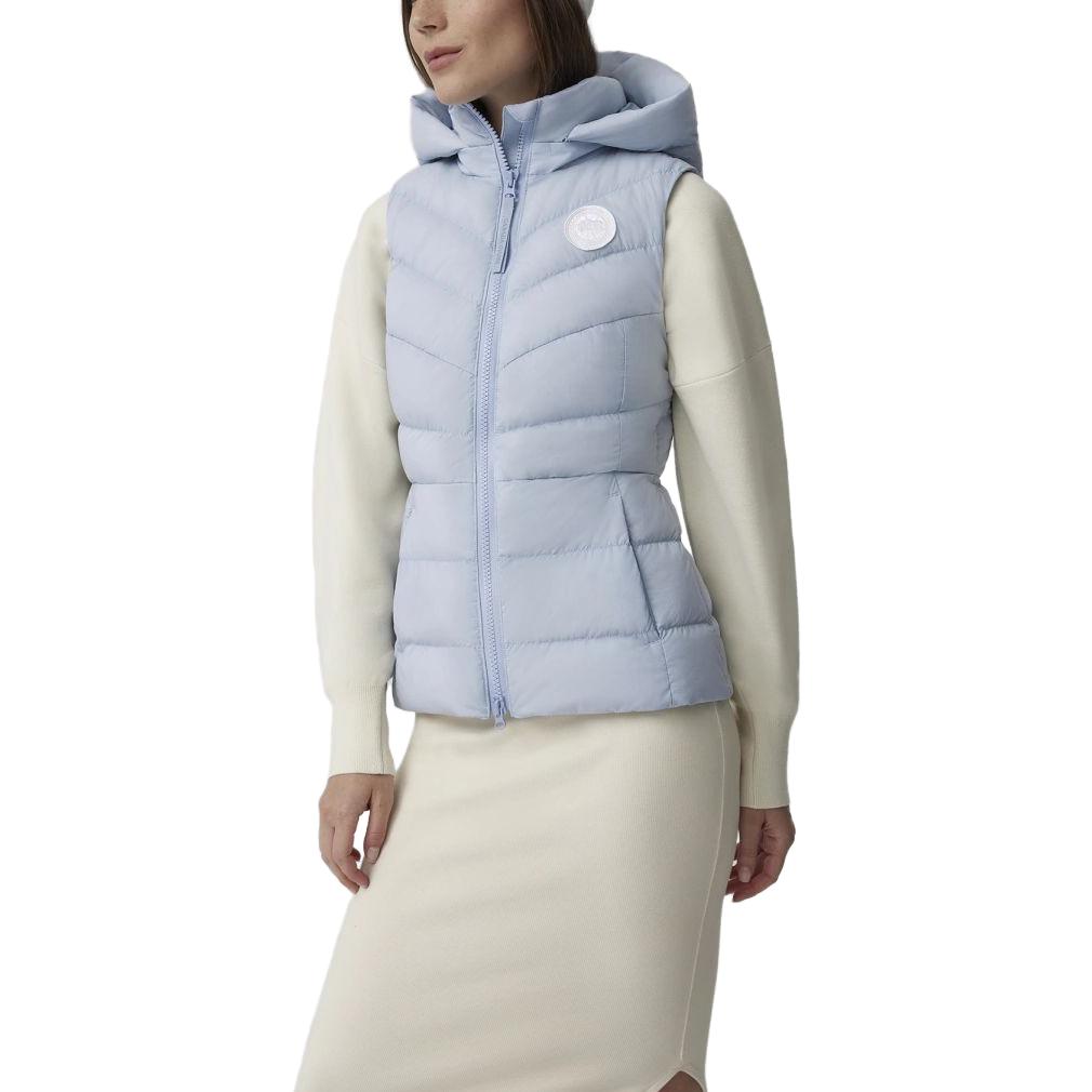 Lookbook (W) Canada Goose Clair Blue Vest Tanpa Lengan Hoodie Logo Putih. 2333WW-854