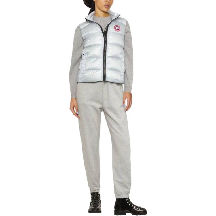 Lookbook (W) 加拿大鹅Cypress女款羽绒背心银蓝色高领带标志印花 2237L8-54