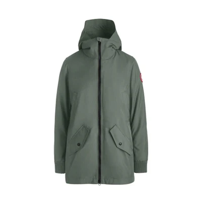 (Women) Canada Goose Ellscott Green Windproof Waterproof Logo Hooded Jacket SS21 2419L-852