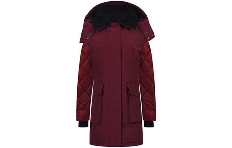 (Women) Canada Goose Elwin Black Label Mid-Length Down Jacket Maroon 3205LB-317