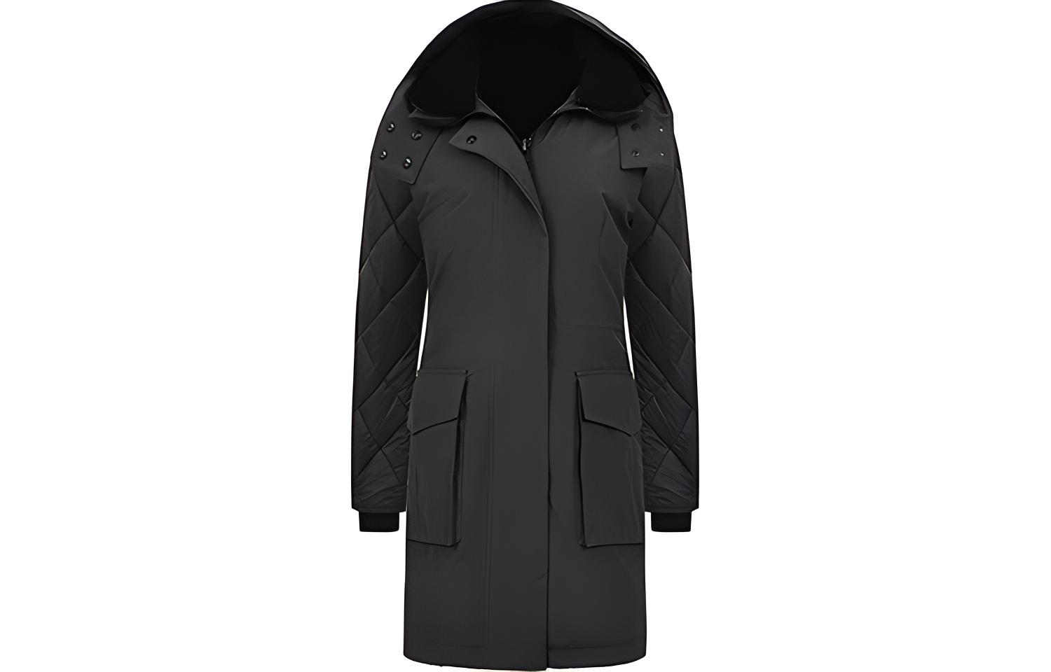 (Women) Canada Goose Elwin Graphite Hooded Down Jacket Long Sleeve Casual Wear 3205LB-66