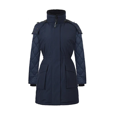 (Women) Canada Goose Elwin Mid-Length Hooded Down Jacket Navy Blue. 3205L-646