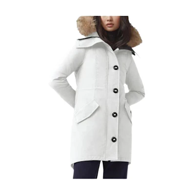 (Women) Canada Goose Emory Fusion Fit White Down Parka Jacket with Hood. 2580LA-433