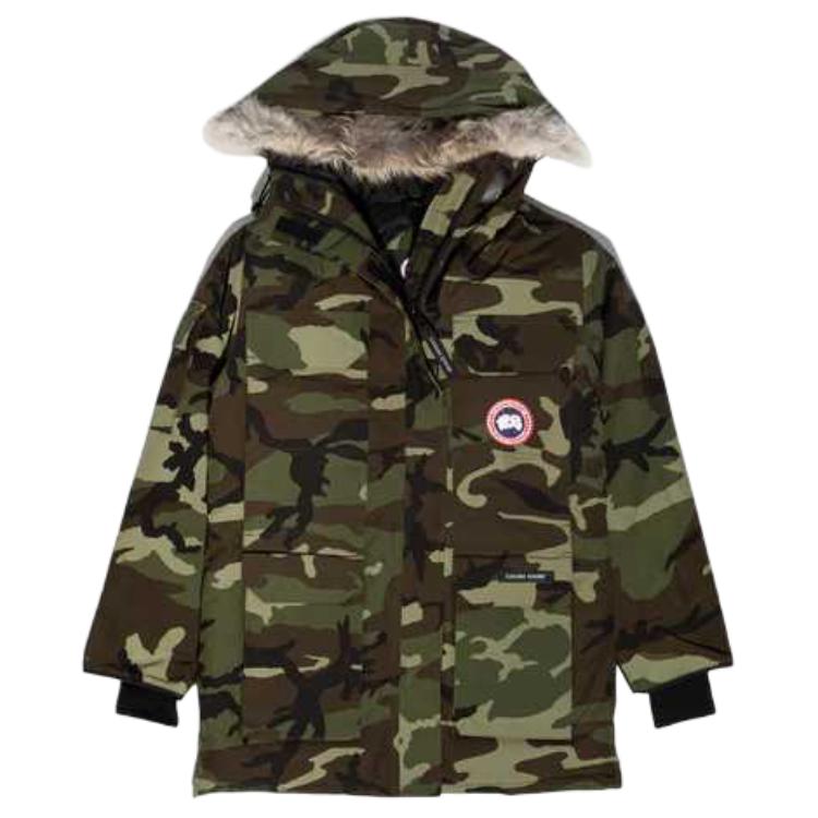 (Women) Canada Goose Expedition  Long Parka Jacket Windproof Camo Print Coastal Grey. 4660LAP-831