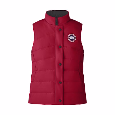 (Women) Canada Goose FW21 Freestyle Red Waterproof Down Vest with Logo. 2836L-11