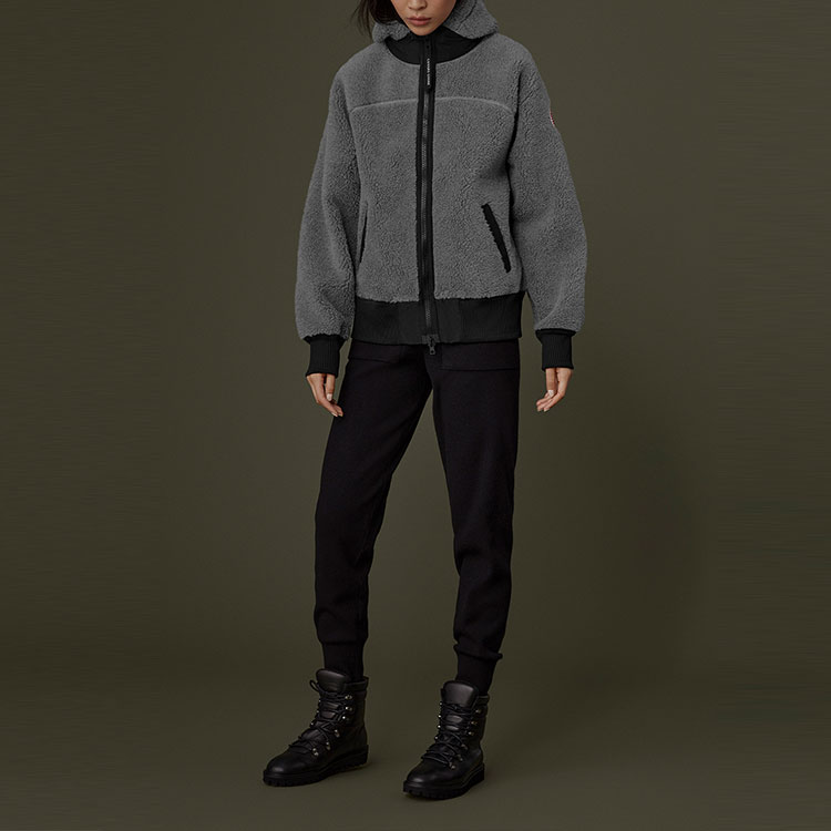 Lookbook (W) 加拿大鹅2021秋冬Simcoe标志宽松羊毛连帽外套女款灰色 7016L-211