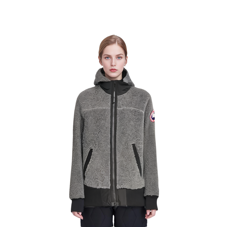 Sizing (W) 加拿大鹅2021秋冬Simcoe标志宽松羊毛连帽外套女款灰色 7016L-211