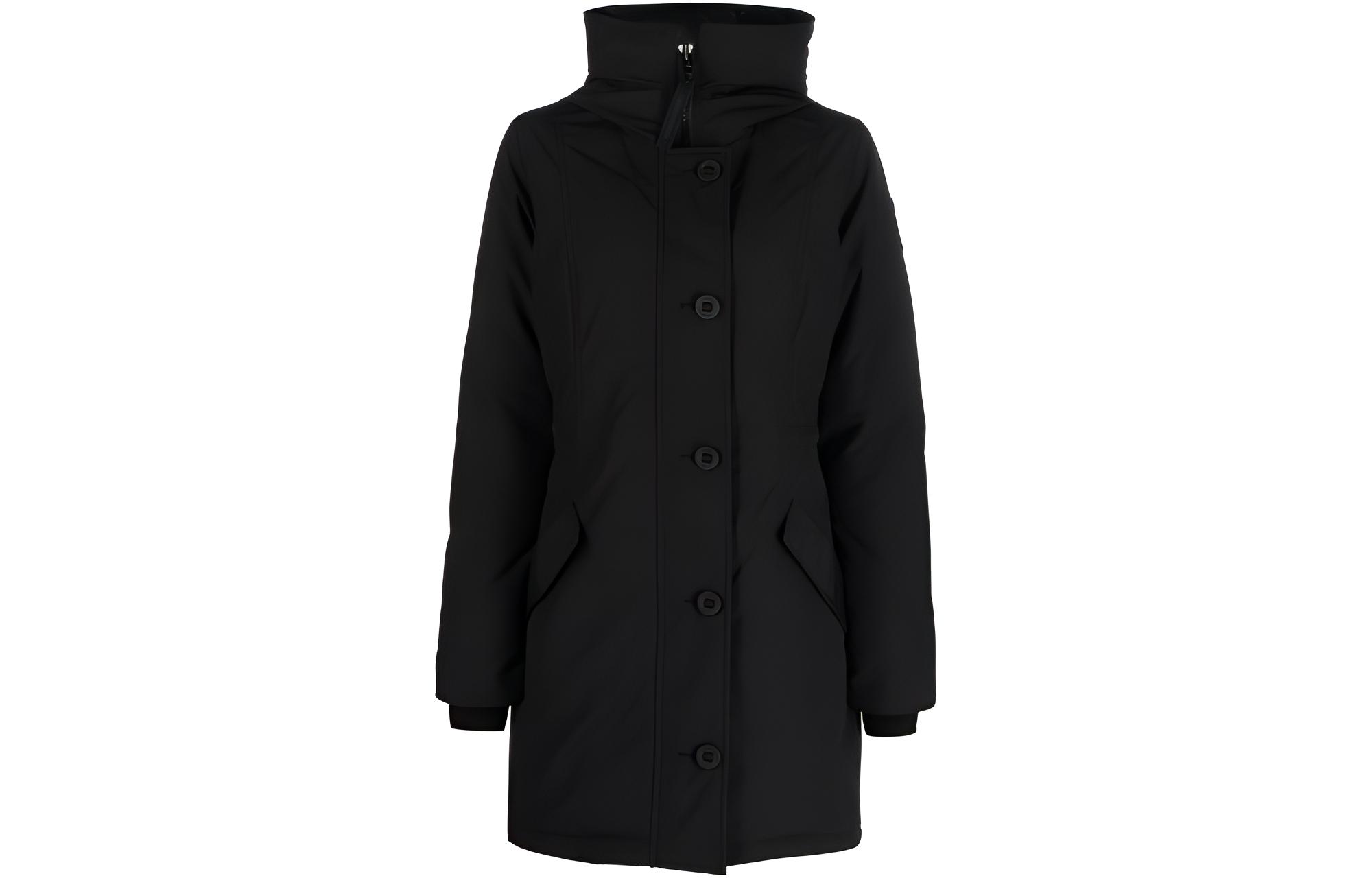 Buy (Women) Canada Goose FW22  Black Solid Color Hooded Patch Long-Sleeve Jacket. CG2580WB-61