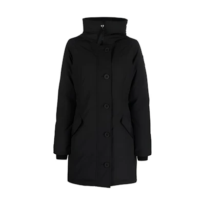 (Women) Canada Goose FW22 Black Solid Color Hooded Patch Long-Sleeve Jacket. CG2580WB-61