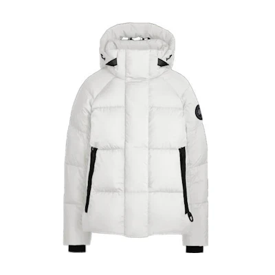 (Women) Canada Goose FW22 White Junction Black Label Hooded Down Jacket 2602LB-433