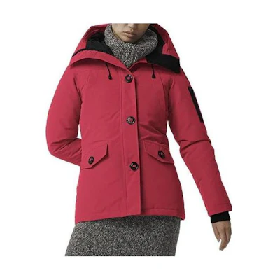 (Women) Canada Goose FW22 Everleigh Red Hooded Down Coat with Badge Patch. 2530L-11