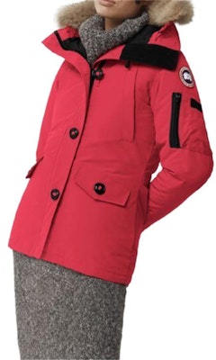 (Women) Canada Goose FW22 Everleigh Red Hooded Down Coat with Badge Patch. 2530L-11 Shop (Women) Canada Goose FW22 Everleigh Red Hooded Down Coat with Badge Patch. 2530L-11