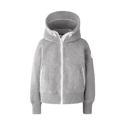 (Women) Canada Goose Humanature SS22 Fleece Lined Hooded Jacket Mist Gray 7102W1-961