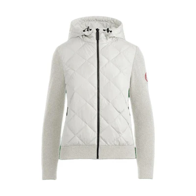 (Women) Canada Goose HyBridge Hooded Jacket Misty Grey Long Sleeve Hybrid Coat 6800L-961