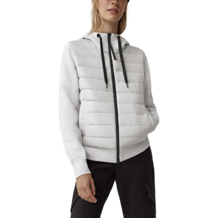(Women) Canada Goose HyBridge Muskoka Logo Zip-Up Hoodie Silver Grey FW22 6840W-1342 圖 3