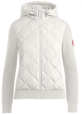 (W) Canada Goose HyBridge Puffer Jaket Putih Knit Quilted Down Label Merah. 6800L-467 Order (W) Canada Goose HyBridge Puffer Jaket Putih Knit Quilted Down Label Merah. 6800L-467
