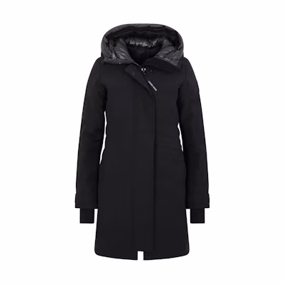 (Women) Canada Goose Lorette Mid-Length Hooded Down Jacket Winter Black. 2090W-61