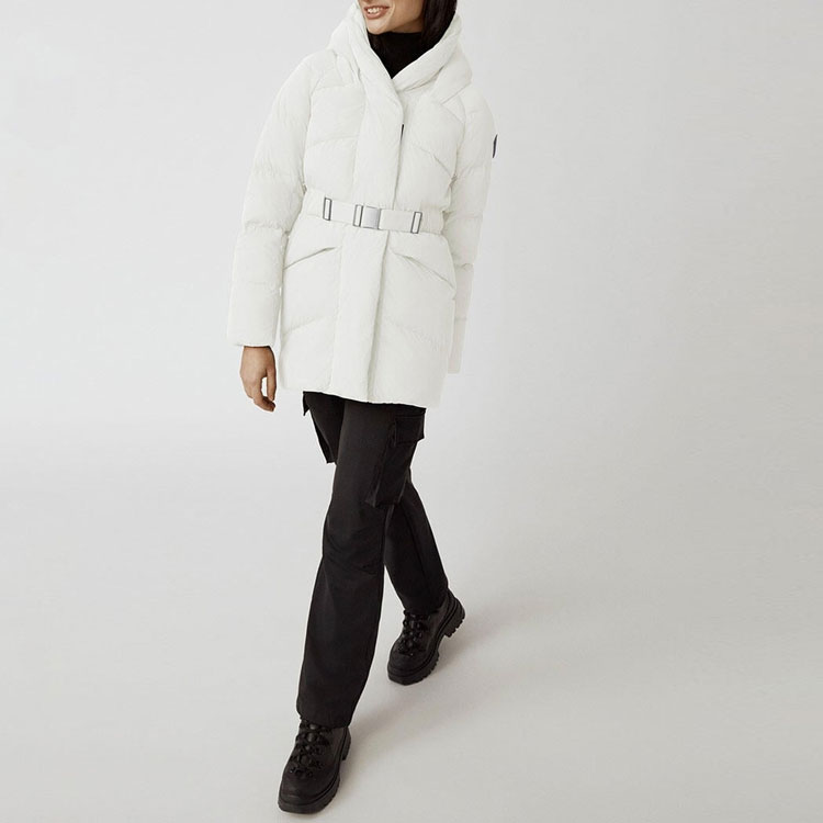 Purchase (W) Canada Goose Marlow Jaket Bulu Warna Solid dengan Rekaan Bertudung 3902W-433