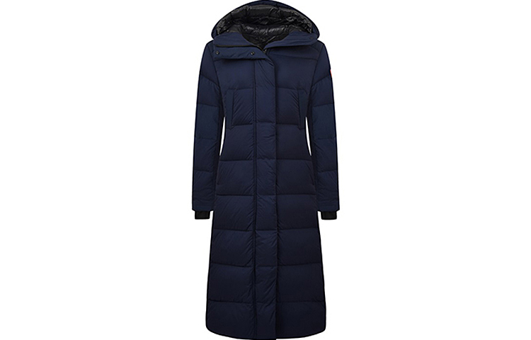 (Women) Canada Goose Navy Blue Long Parka Down Jacket with Hood Casual Style 5088L-63