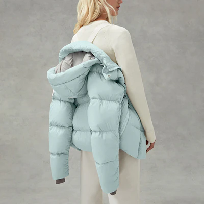 (W) Canada Goose Pastels Jaket Pendek Kalis Air Biru Bulu Angsa Parka. 2602LB1-463 Details for (W) Canada Goose Pastels Jaket Pendek Kalis Air Biru Bulu Angsa Parka. 2602LB1-463