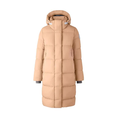(Women) Canada Goose Pastels SS22 White Label Logo Long Puffer Jacket Women Misty Orange 2610LB1-1387