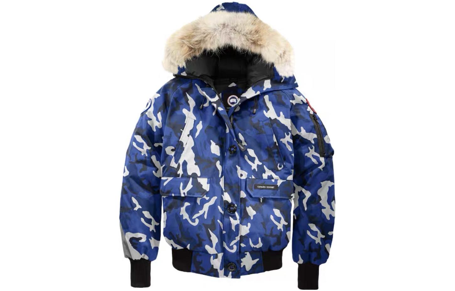 (Women) Canada Goose PBI Chilliwack Camo Print Down Bomber Jacket Women Blue. 7999LPBP