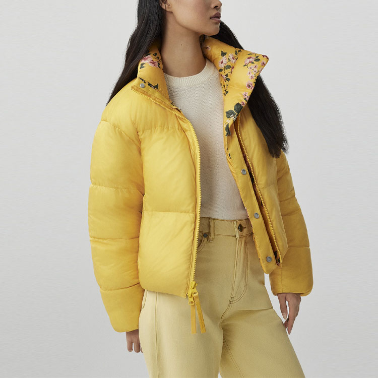Purchase (Women) Canada Goose Reformation FW22 Floral Print Short Down Jacket Yellow Women 1090WRE-1493