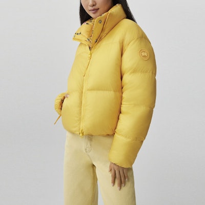 (Women) Canada Goose Reformation FW22 Floral Print Short Down Jacket Yellow Women 1090WRE-1493 Sizing (Women) Canada Goose Reformation FW22 Floral Print Short Down Jacket Yellow Women 1090WRE-1493
