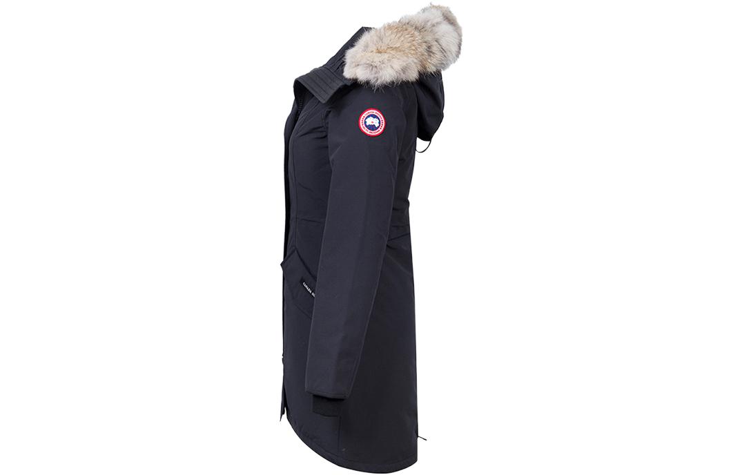 (Women) Canada Goose Rossclair  Logo Patch Zip Hooded Parka Jacket Navy 2580L-NAVY 圖 4