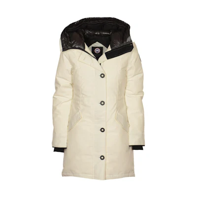 (Women) Canada Goose Rossclair Logo Long Down Parka Coat White 2580WB-433