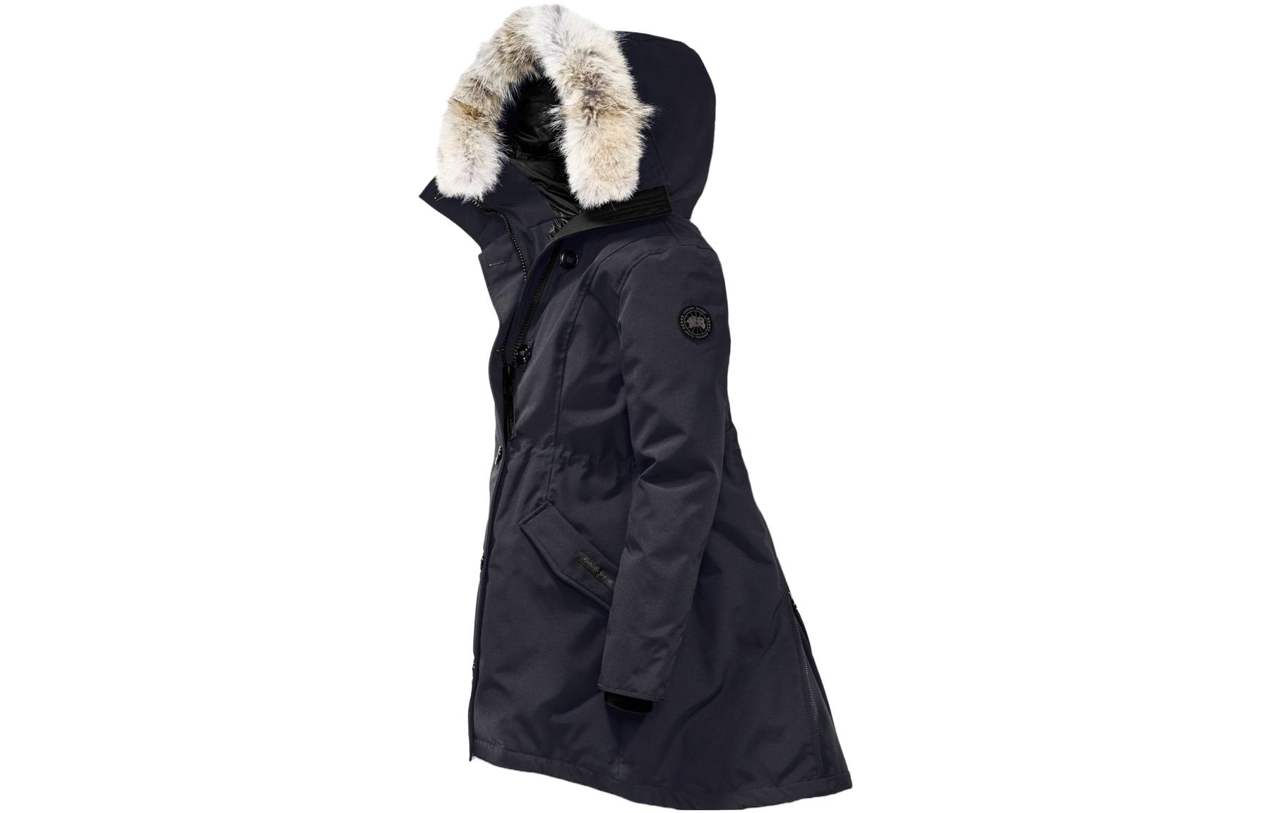 (Women) Canada Goose Rossclair Parka  Navy/Black Detachable Fur Hood Black Label. 2580LB-67